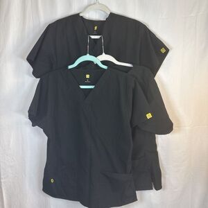 Wonderwink Black Scrub Top Medium Women Preowned Lot Of 3